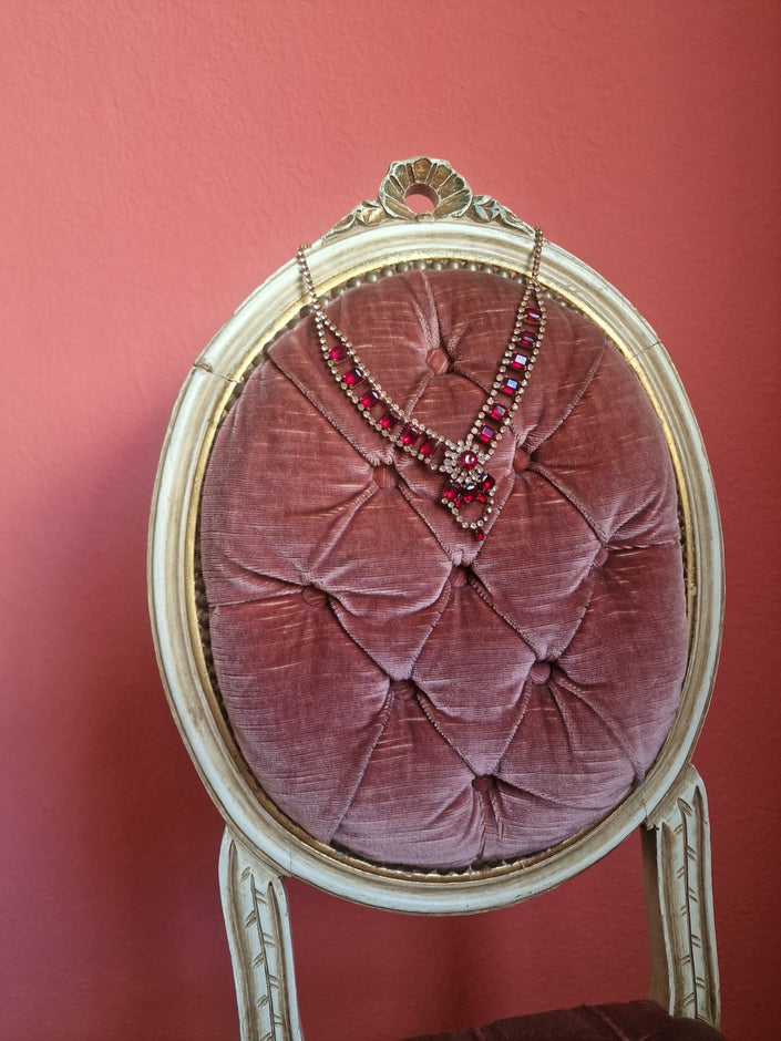 1940s Ruby Red Statement Necklace | Vintage Rhinestone Jewelry