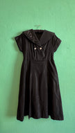 Vintage 1940s Black Silk Faille Sailor Collar Dress