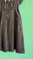 Vintage 1940s Black Silk Faille Sailor Collar Dress