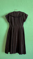 Vintage 1940s Black Silk Faille Sailor Collar Dress