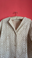 Vintage 1970s Ivory Crochet Lace Maxi Shirt Dress