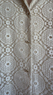 Vintage 1970s Ivory Crochet Lace Maxi Shirt Dress
