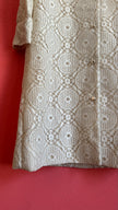Vintage 1970s Ivory Crochet Lace Maxi Shirt Dress