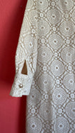Vintage 1970s Ivory Crochet Lace Maxi Shirt Dress