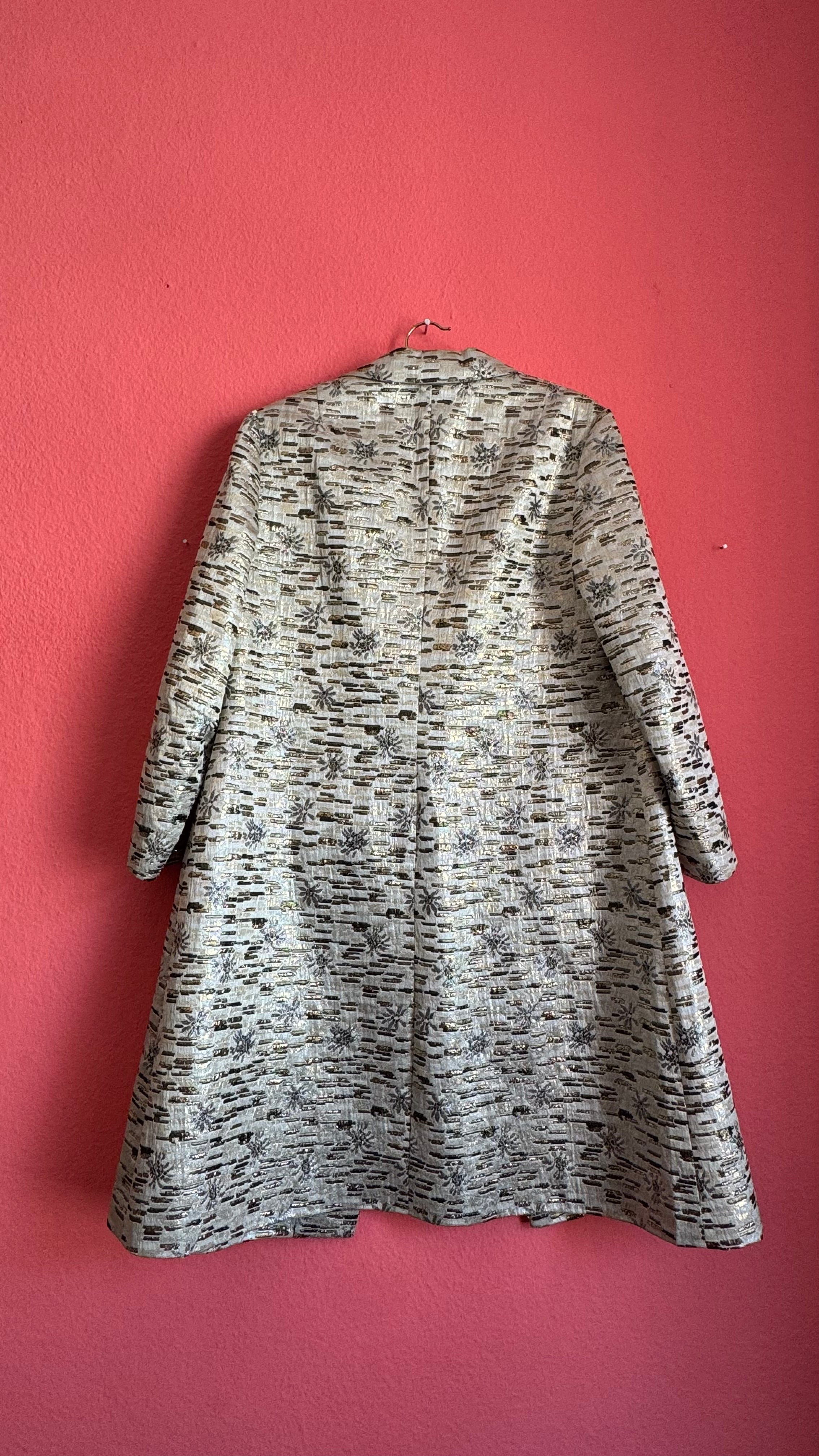 Vintage 1960s Silver Lurex Brocade Dress and Coat Set