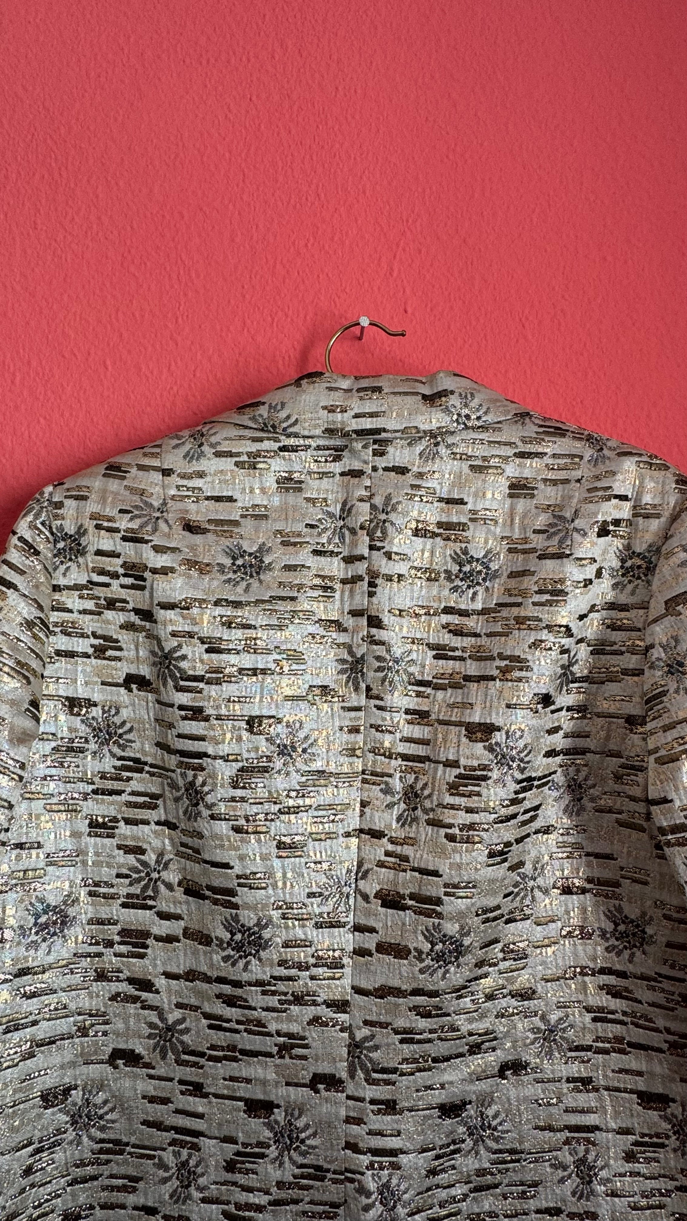 Vintage 1960s Silver Lurex Brocade Dress and Coat Set