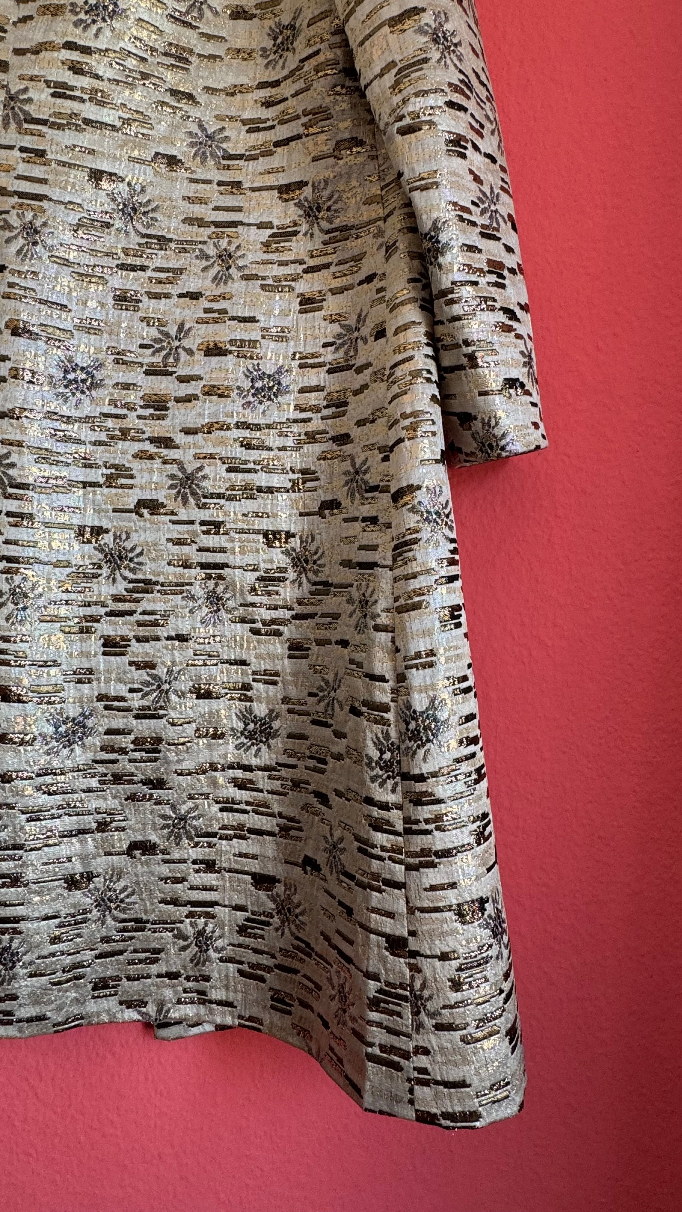 Vintage 1960s Silver Lurex Brocade Dress and Coat Set