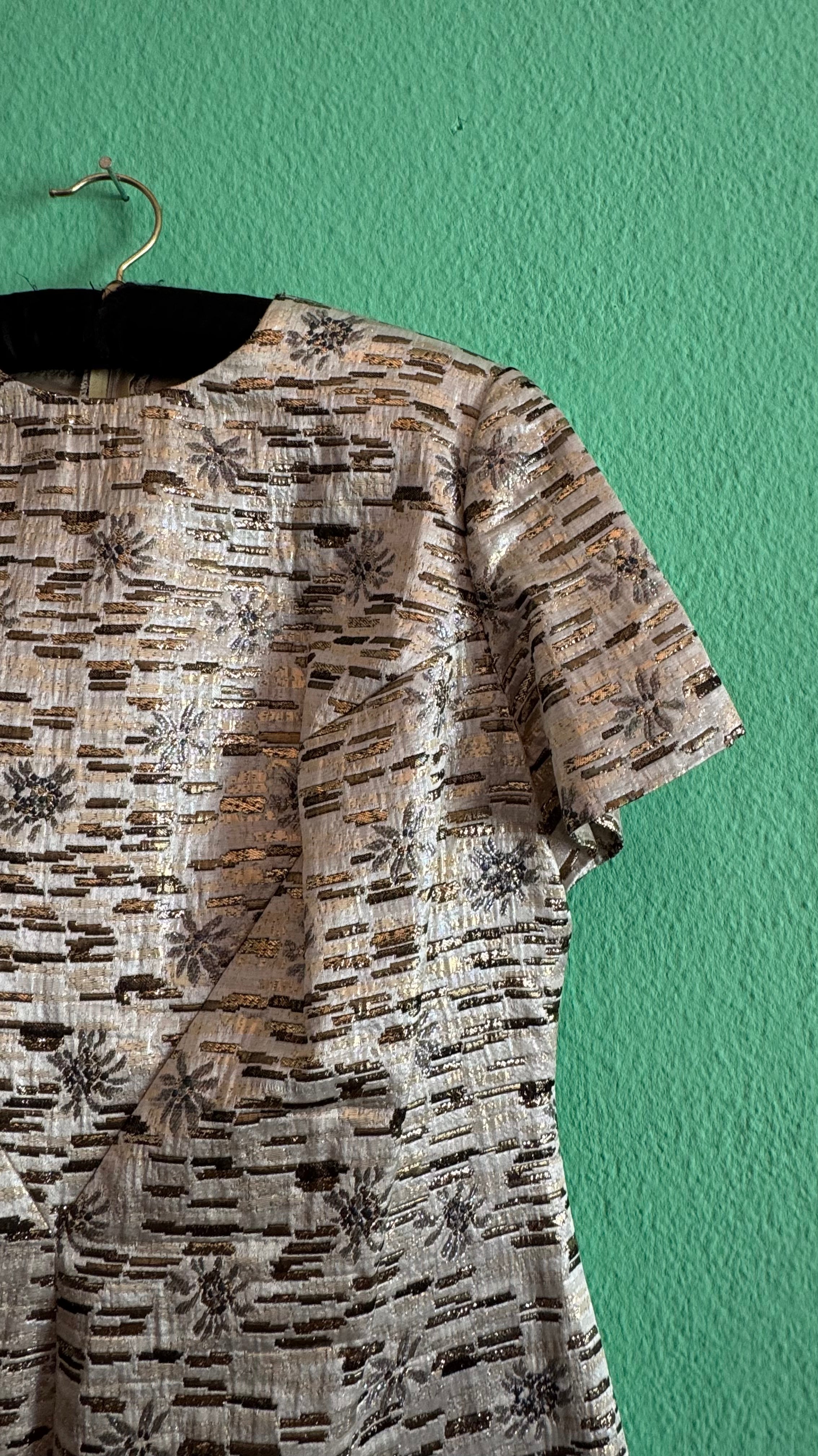 Vintage 1960s Silver Lurex Brocade Dress and Coat Set