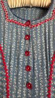 Vintage 1970s Blue and Burgundy Floral Folk Maxi Dress