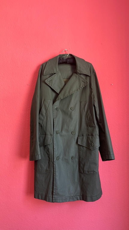 Vintage 1990s Military Green Waterproof Trench Coat