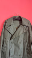 Vintage 1990s Military Green Waterproof Trench Coat