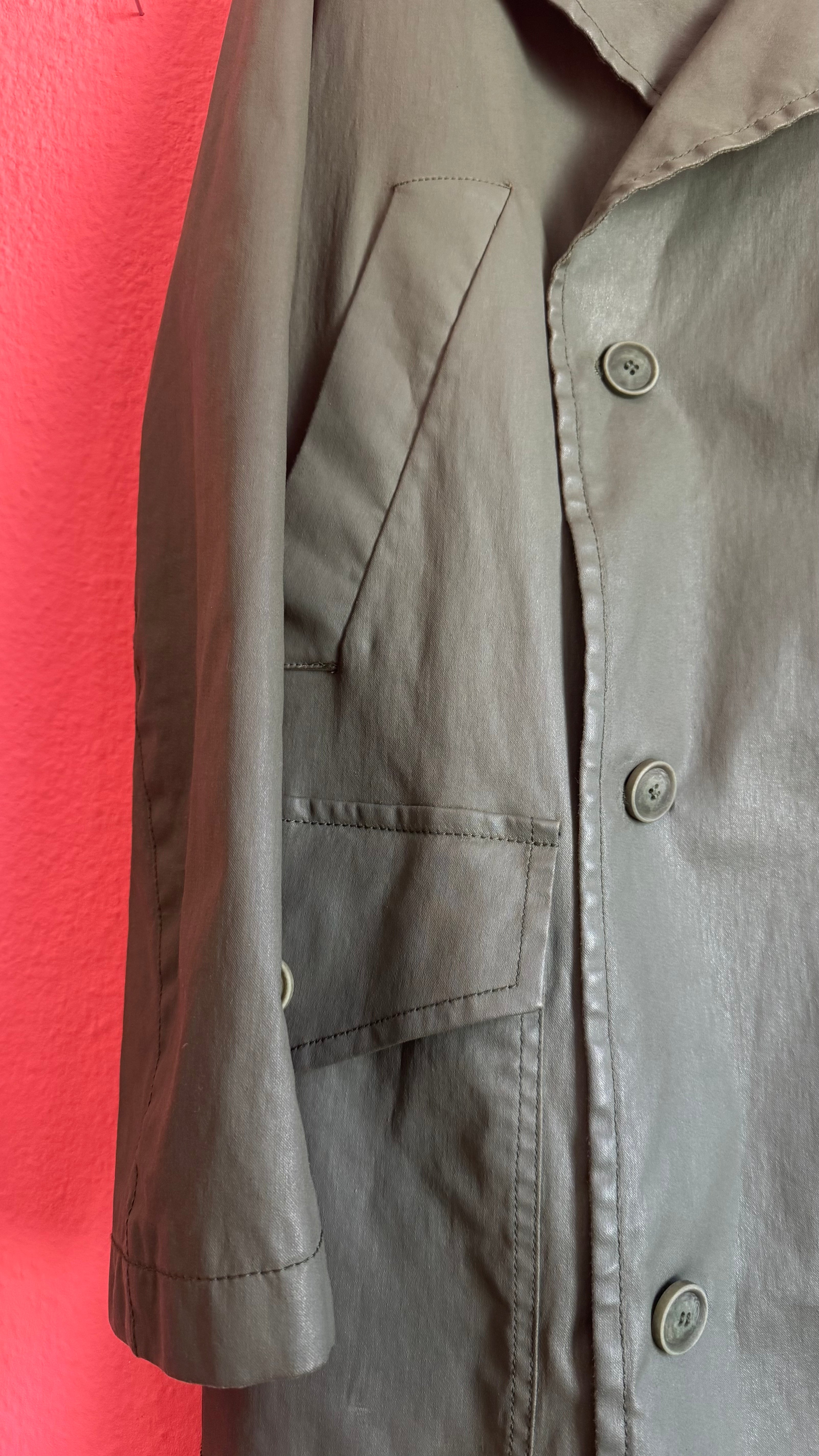 Vintage 1990s Military Green Waterproof Trench Coat
