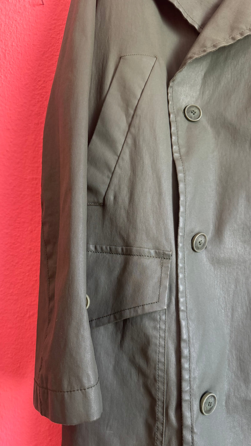 Vintage 1990s Military Green Waterproof Trench Coat
