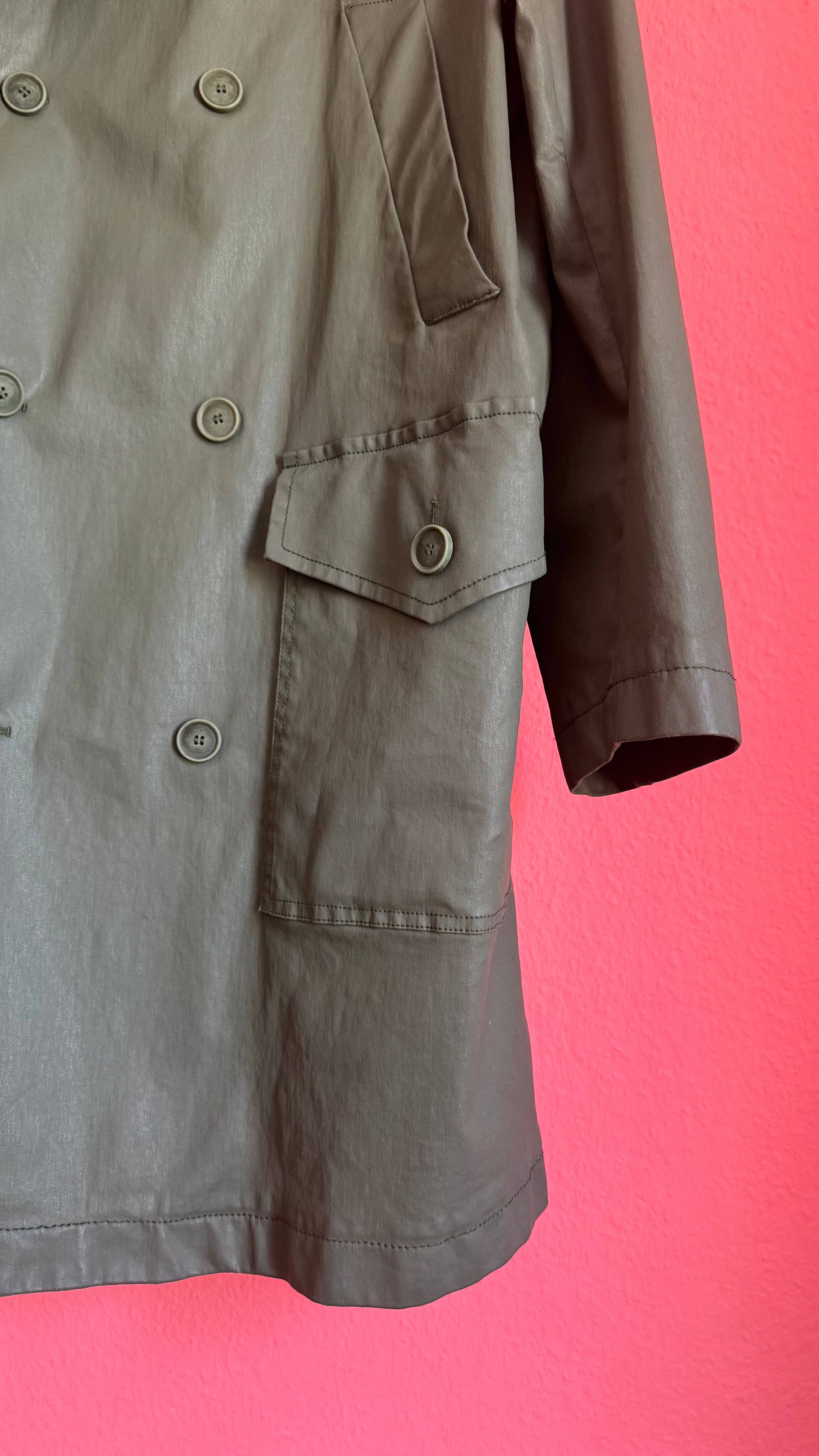 Vintage 1990s Military Green Waterproof Trench Coat