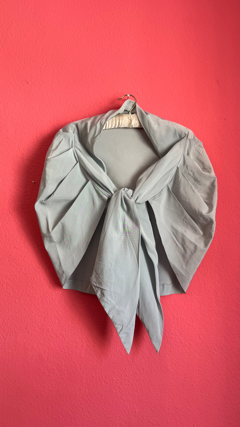 Vintage 1940s Pale Blue Silk Taffeta Tie-Front Bolero