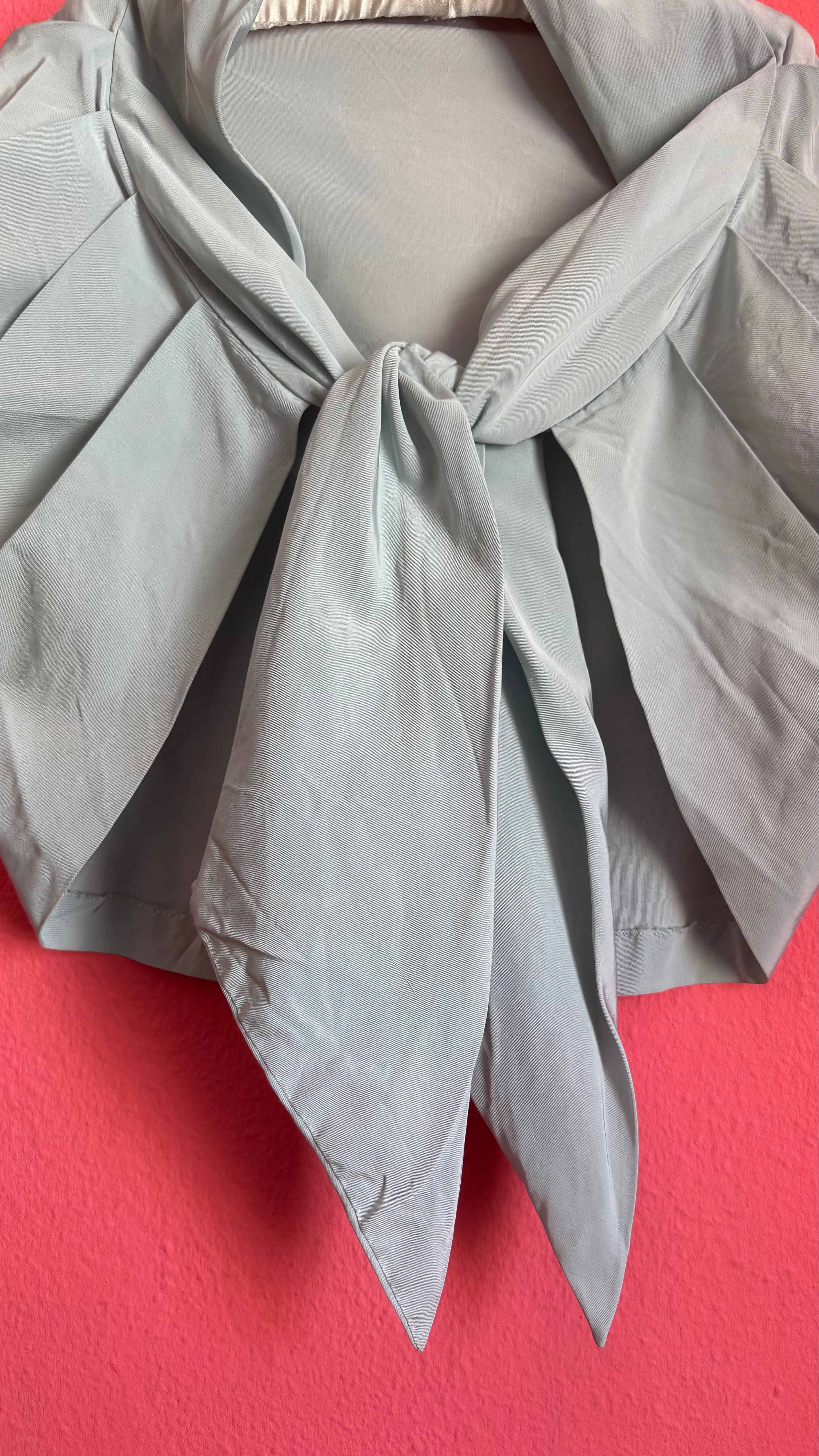Vintage 1940s Pale Blue Silk Taffeta Tie-Front Bolero