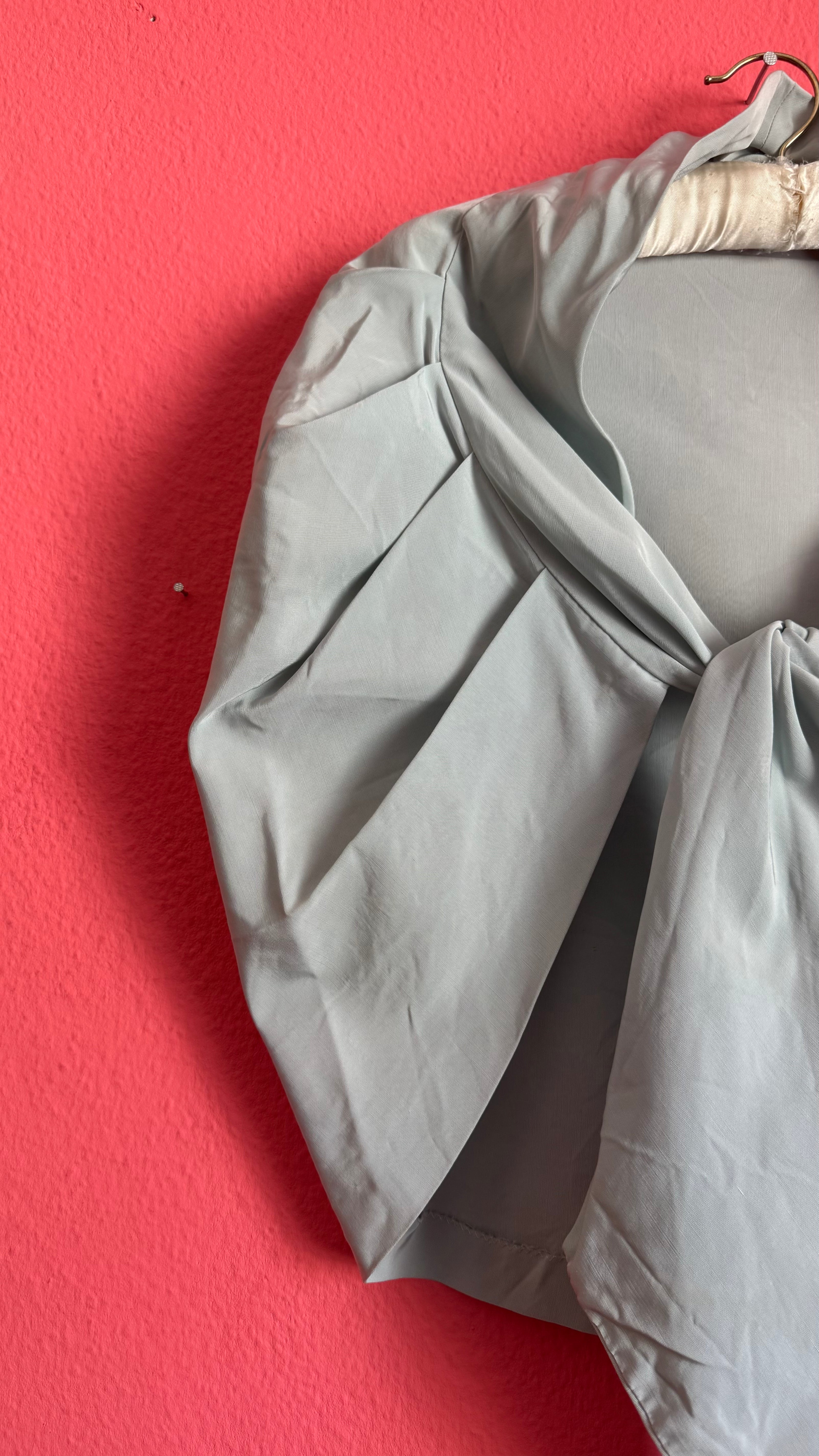 Vintage 1940s Pale Blue Silk Taffeta Tie-Front Bolero
