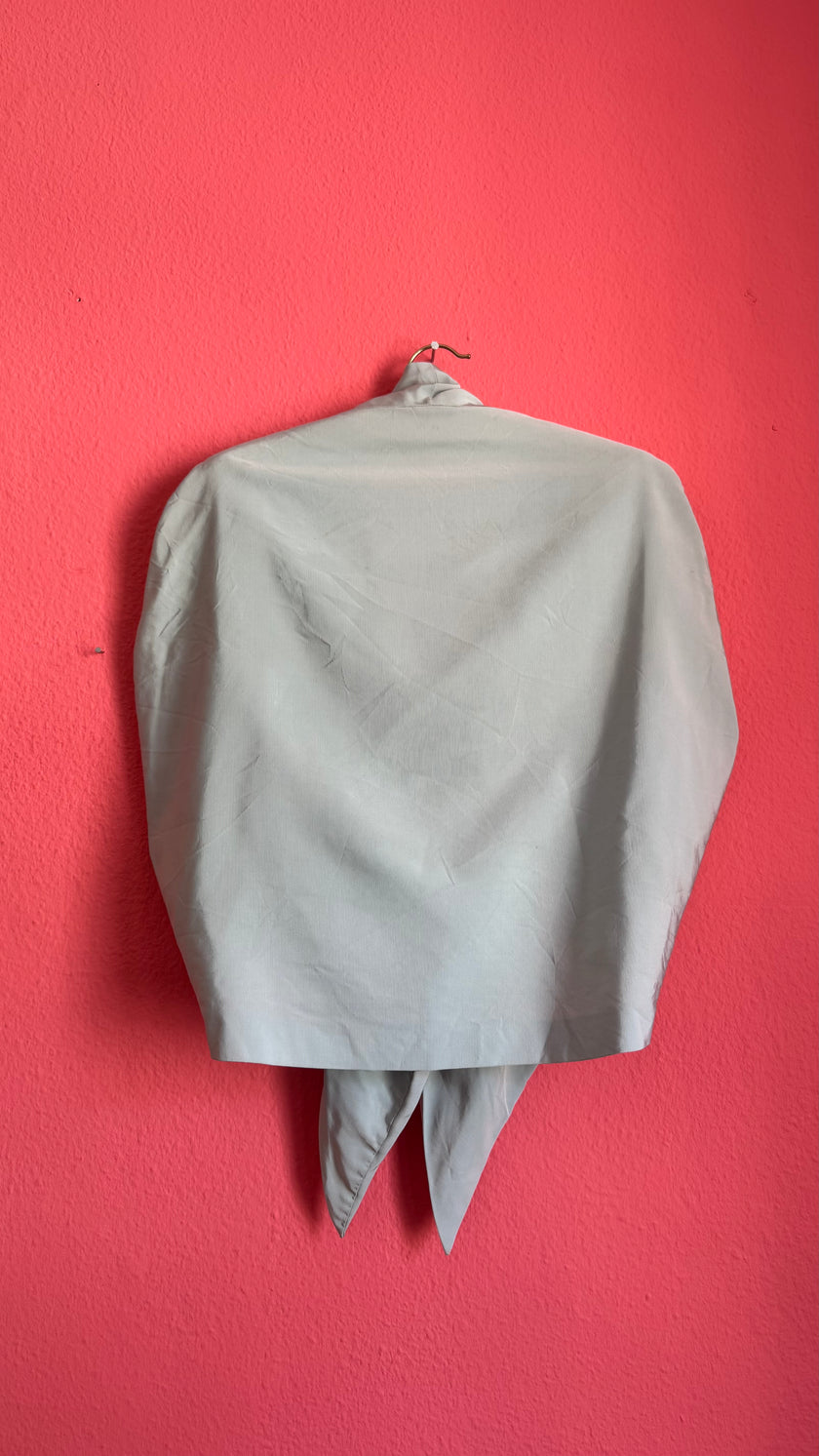 Vintage 1940s Pale Blue Silk Taffeta Tie-Front Bolero