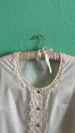 Vintage 1970s Ivory Synthetic Lace-Trim Blouse