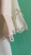 Vintage 1970s Ivory Synthetic Lace-Trim Blouse