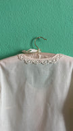 Vintage 1970s Ivory Synthetic Lace-Trim Blouse