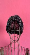 1920s Inspired Black Iridescent Sequin Turban Hat