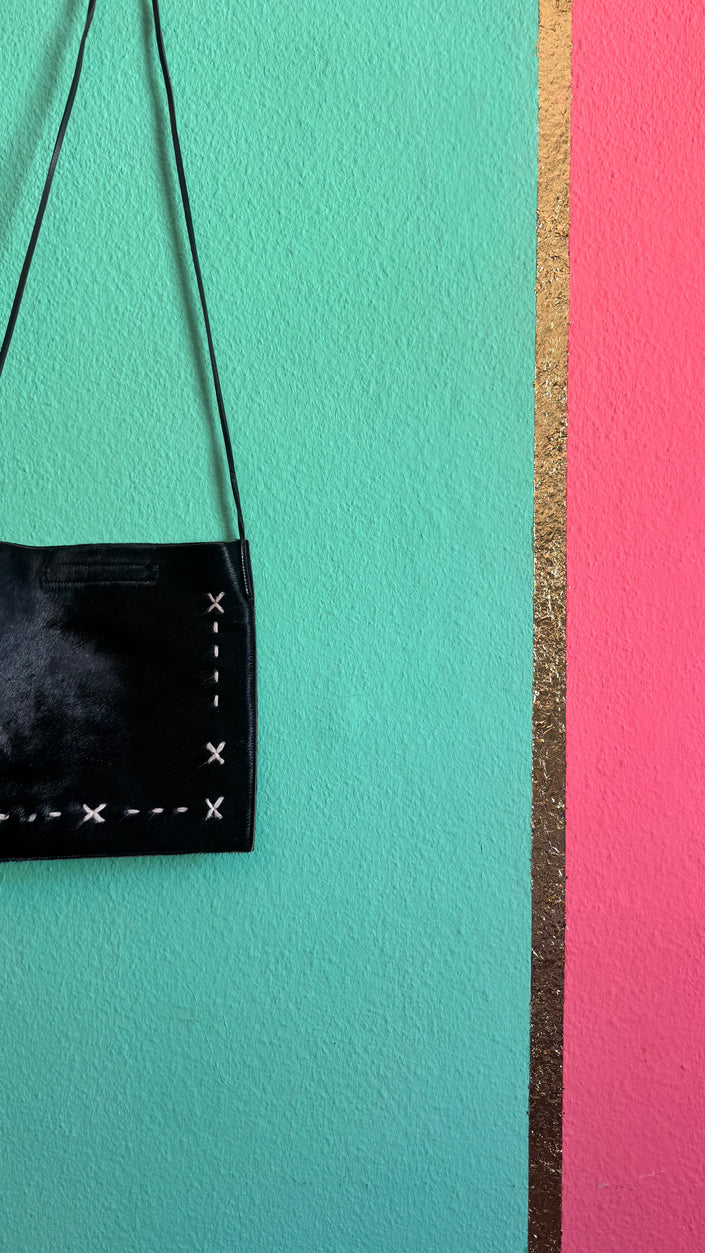 Vintage 2000s Black Pony Hair Leather Shoulder Bag by Coccinelle