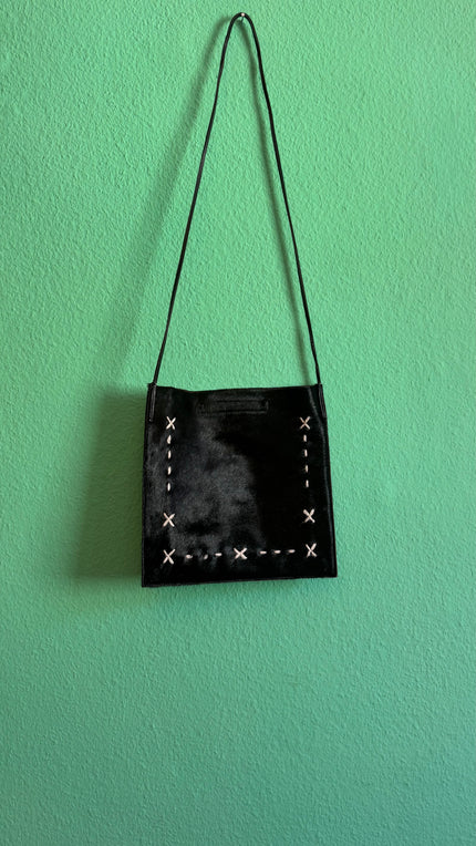 Vintage 2000s Black Pony Hair Leather Shoulder Bag by Coccinelle