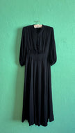 Vintage 1940s Black Rayon Button Front Evening Dress