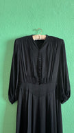 Vintage 1940s Black Rayon Button Front Evening Dress
