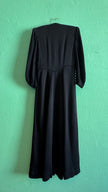 Vintage 1940s Black Rayon Button Front Evening Dress