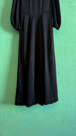 Vintage 1940s Black Rayon Button Front Evening Dress