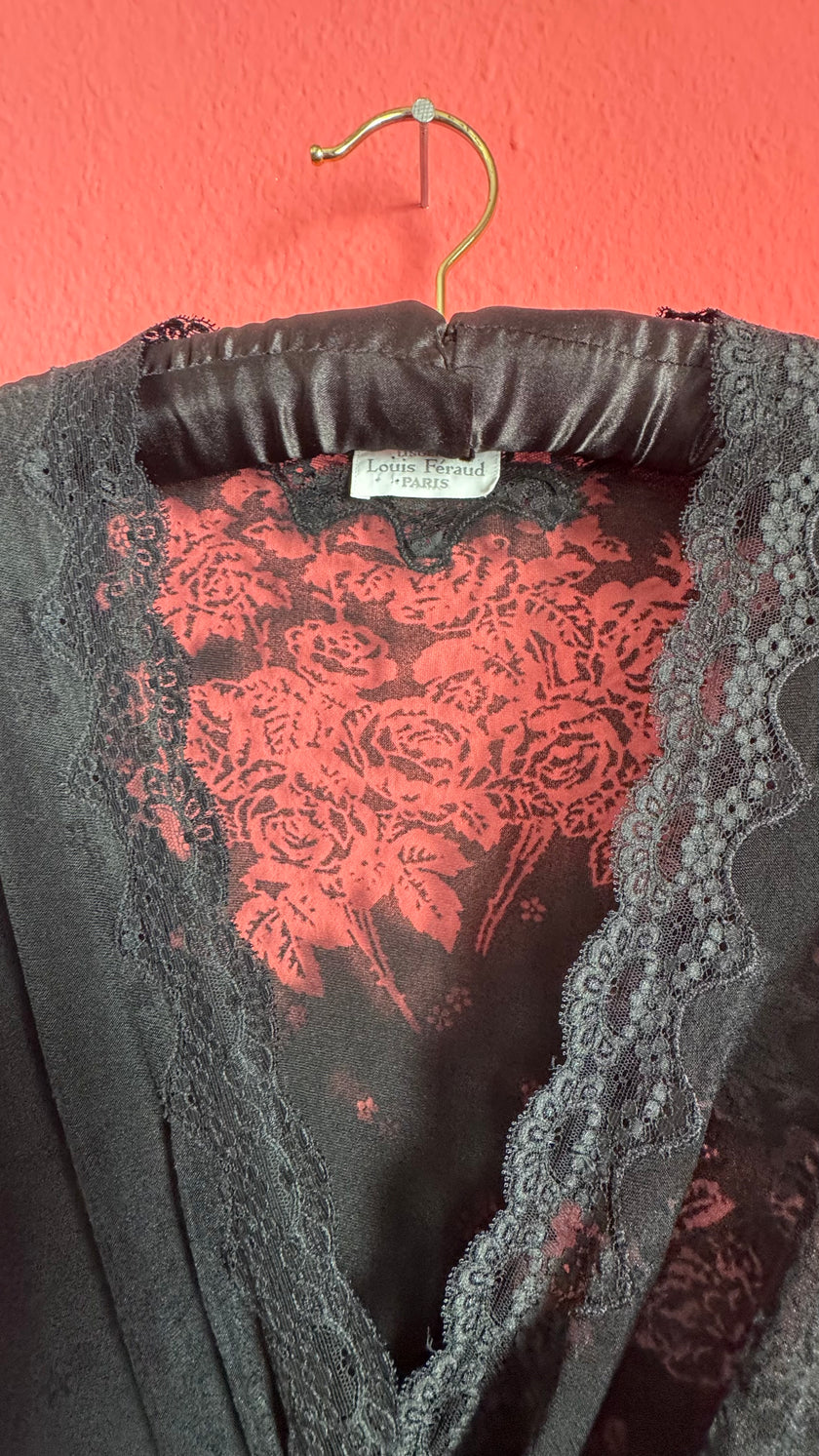 Vintage 1990s Louis Féraud Black Lace Lingerie Maxi Dress