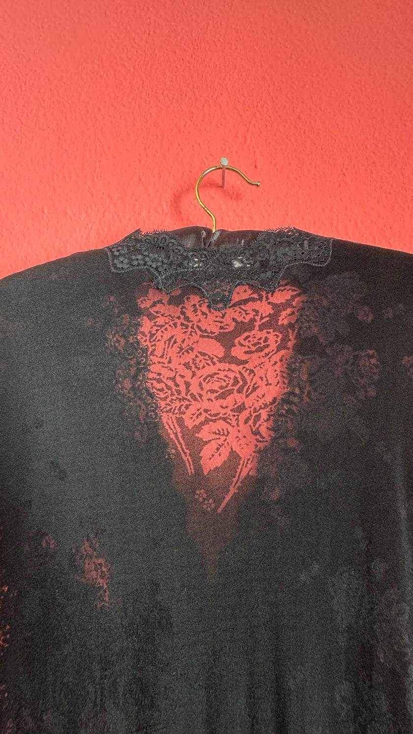 Vintage 1990s Louis Féraud Black Lace Lingerie Maxi Dress