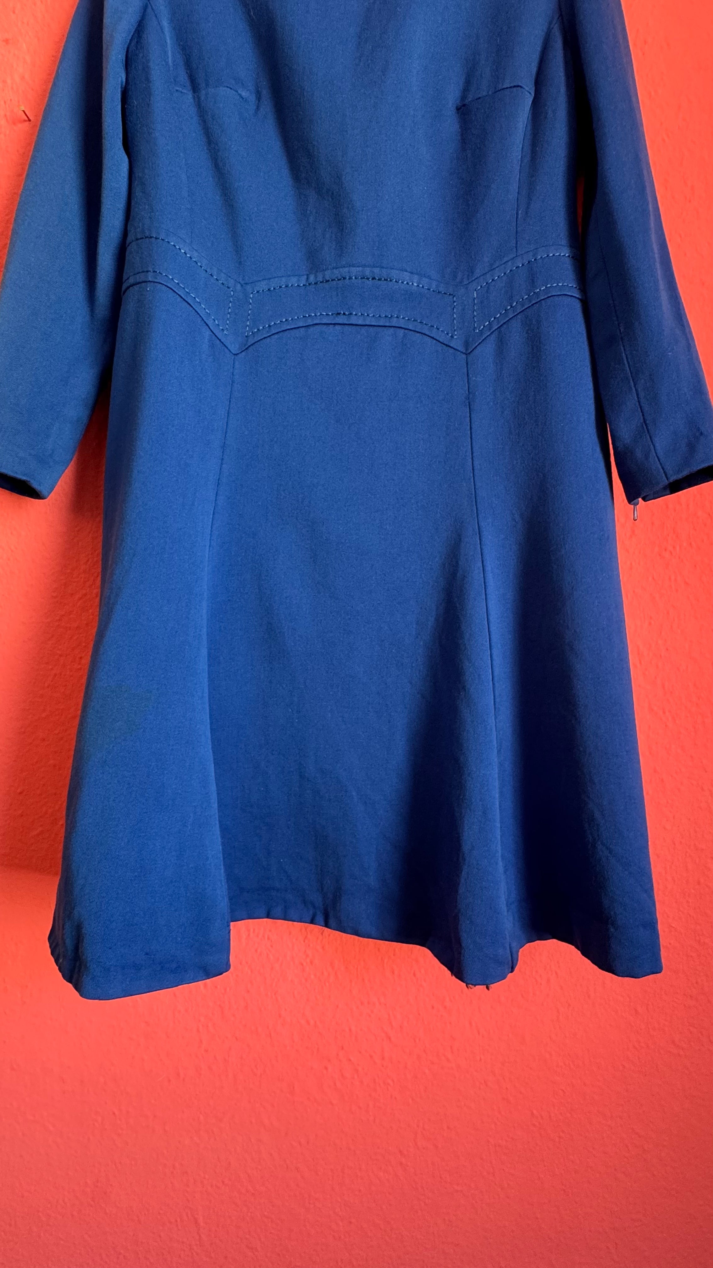 Vintage 1980s Baronia Royal Blue Wool Mini Dress