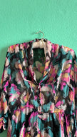 Vintage 1980s Abstract Floral Draped Midi Dress