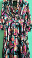 Vintage 1980s Abstract Floral Draped Midi Dress