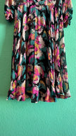 Vintage 1980s Abstract Floral Draped Midi Dress
