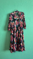 Vintage 1980s Abstract Floral Draped Midi Dress