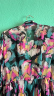 Vintage 1980s Abstract Floral Draped Midi Dress