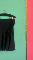 Vintage 1990s Black Stretch Rayon Ruffle Skirt