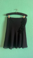 Vintage 1990s Black Stretch Rayon Ruffle Skirt