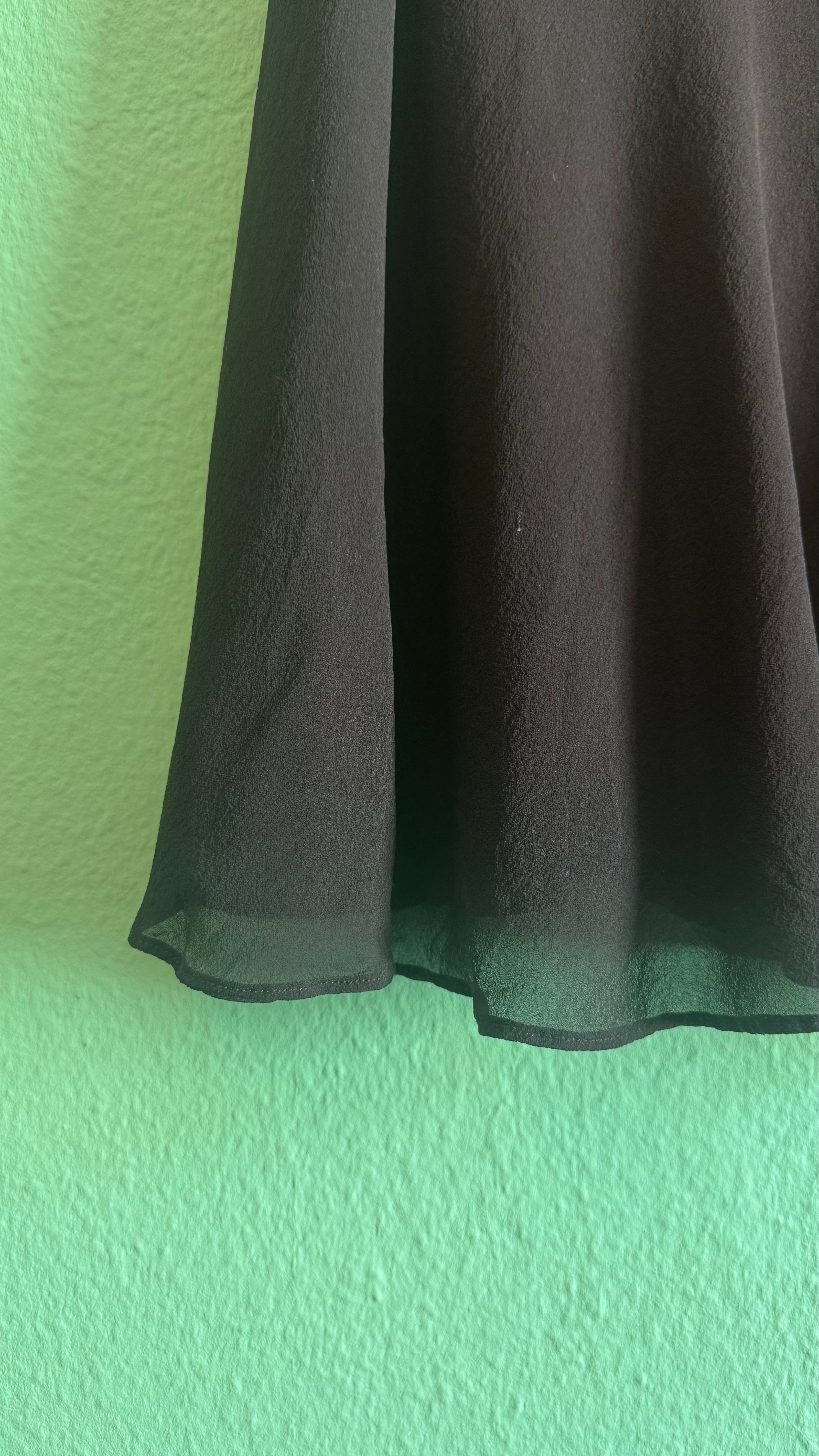 Vintage 1990s Black Stretch Rayon Ruffle Skirt