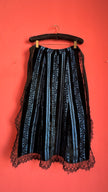 Vintage 1940s Black And Blue Striped Lace Apron