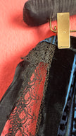 Vintage 1940s Black And Blue Striped Lace Apron