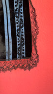 Vintage 1940s Black And Blue Striped Lace Apron
