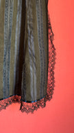 Vintage 1940s Black And Blue Striped Lace Apron