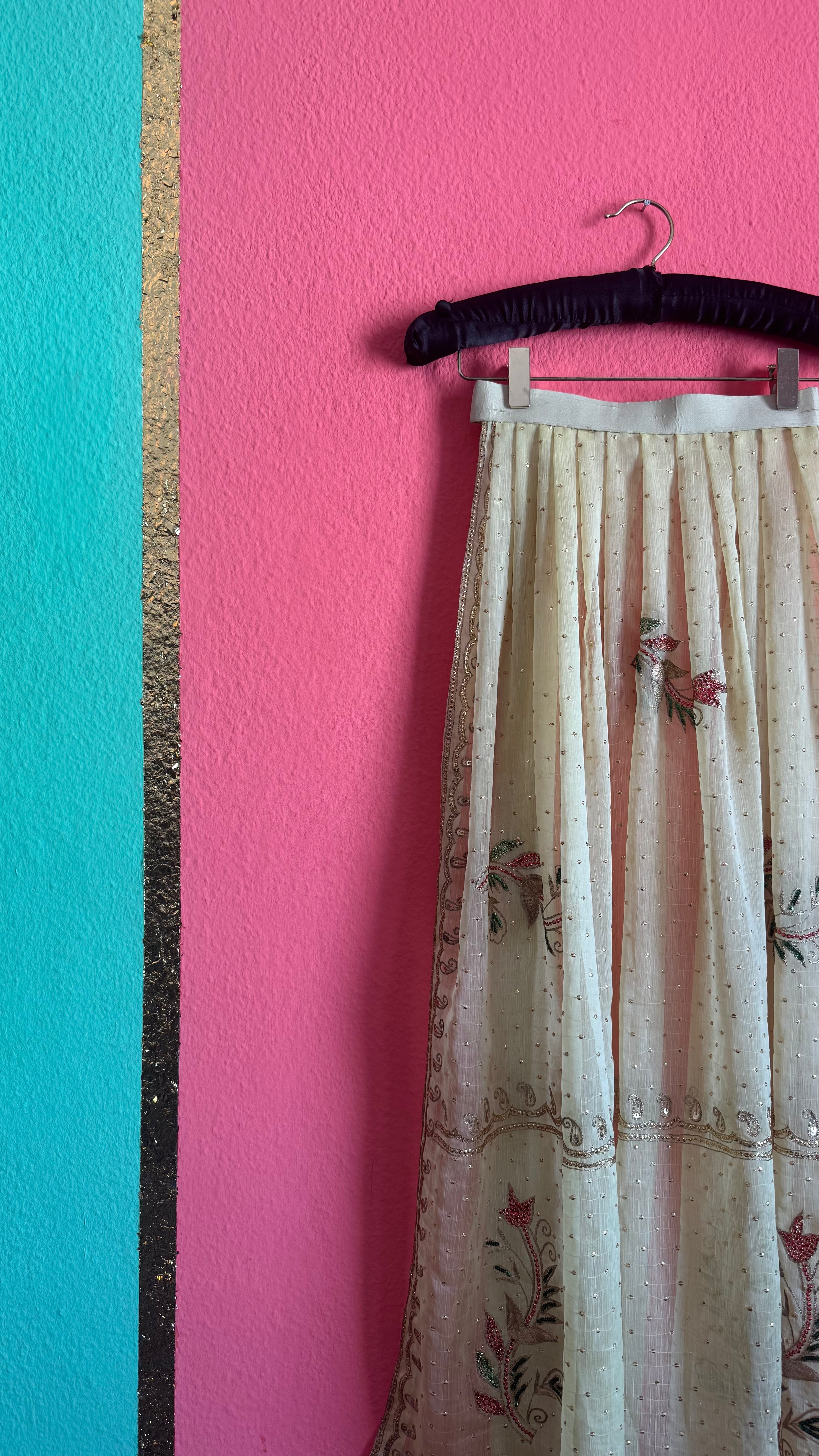 Vintage Indian Sari Silk Embroidered Apron With Heart Charm