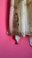 Vintage Indian Sari Silk Embroidered Apron With Heart Charm