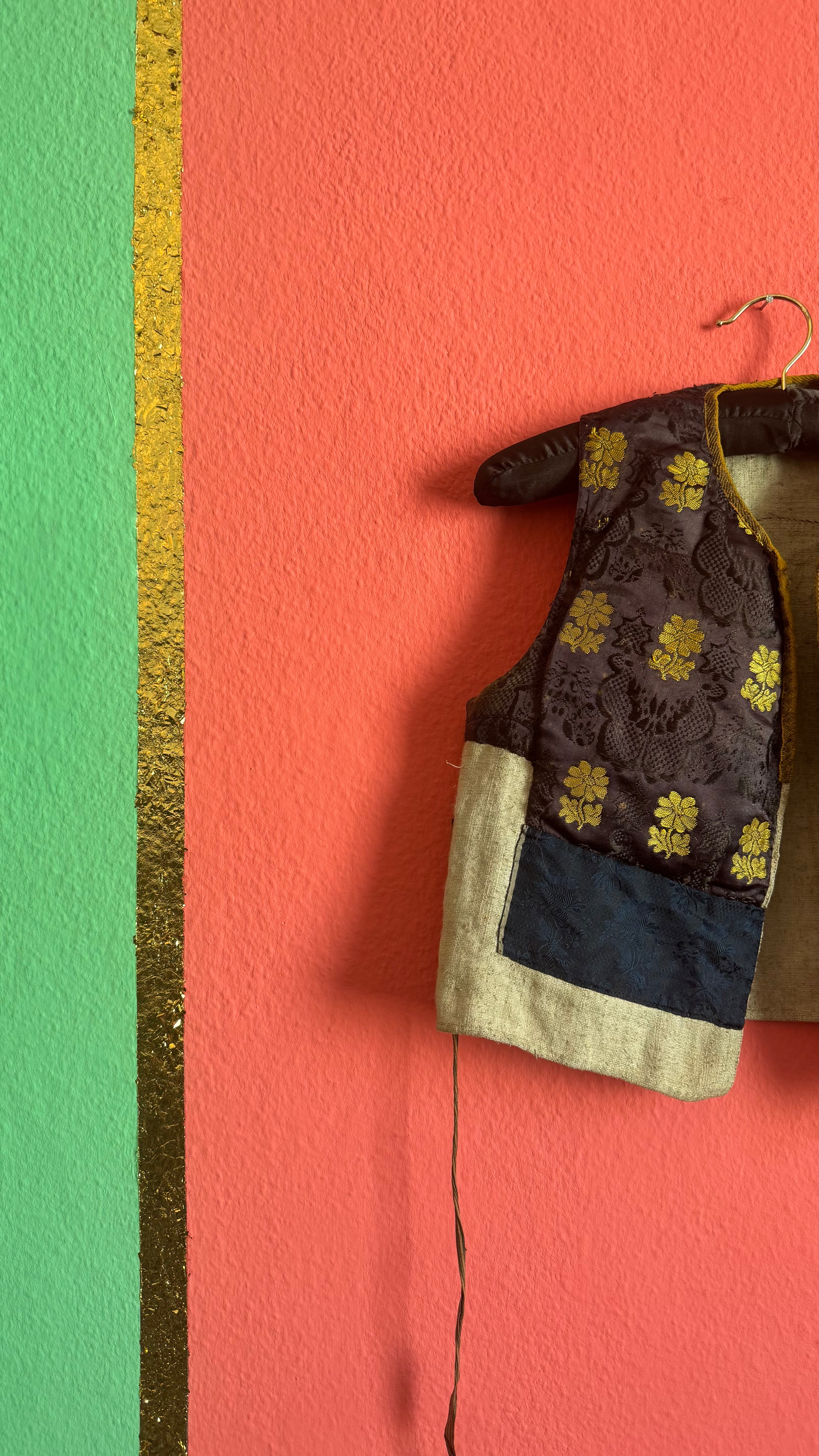 Vintage 1930s Brocade And Linen Patchwork Folk Vest